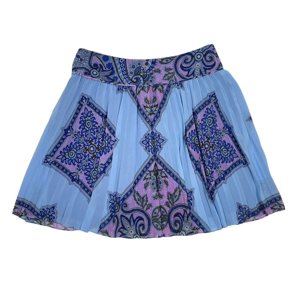 INC International Concepts Skirt Size 8 Blue Paisley Flowy Accordion Feminine‎